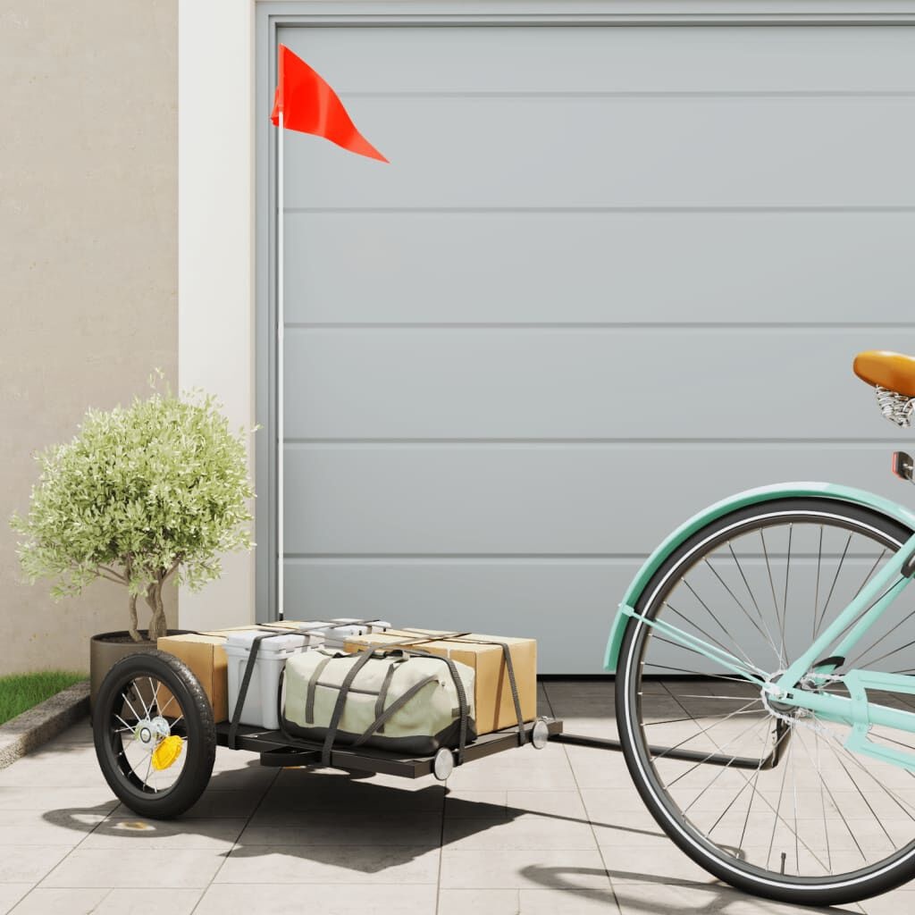 vidaXL Fietstrailer Zwart - 35% Korting! (Lichte Verpakkingsschade)
