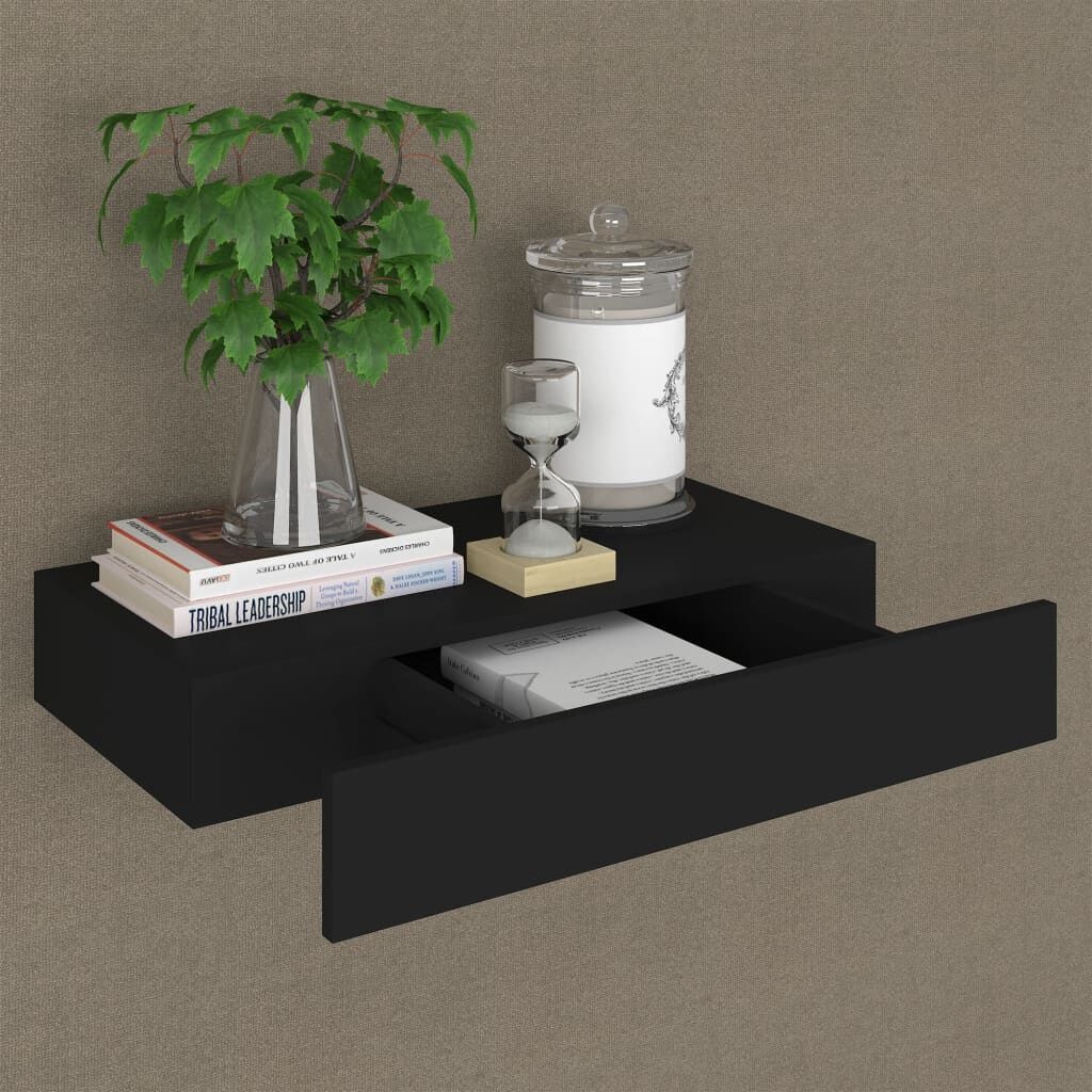 vidaXL Zwart Wandschap met Lade - 48cm - 35% Korting!