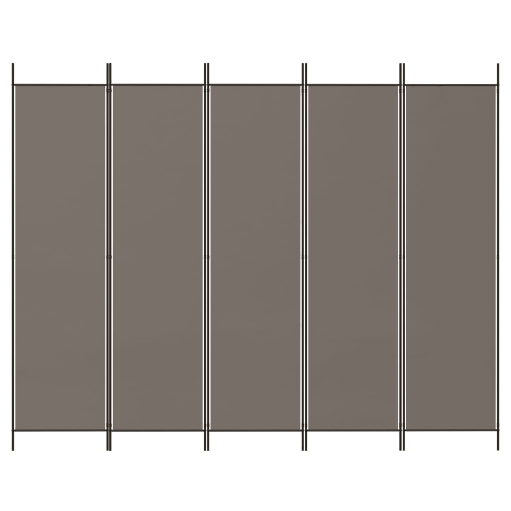 Kamerscherm 5 Panelen Antraciet 250x200cm - 35% Korting!
