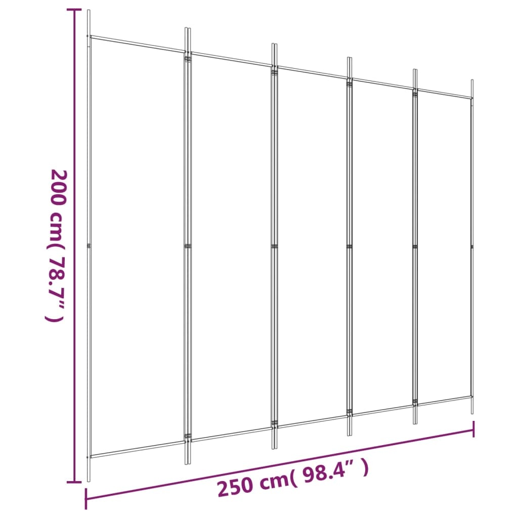 Kamerscherm 5 Panelen Antraciet 250x200cm - 35% Korting!