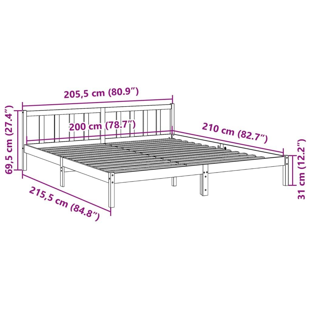 Grenen Bedframe 200x210 cm - Extra Lang - 47% Korting!