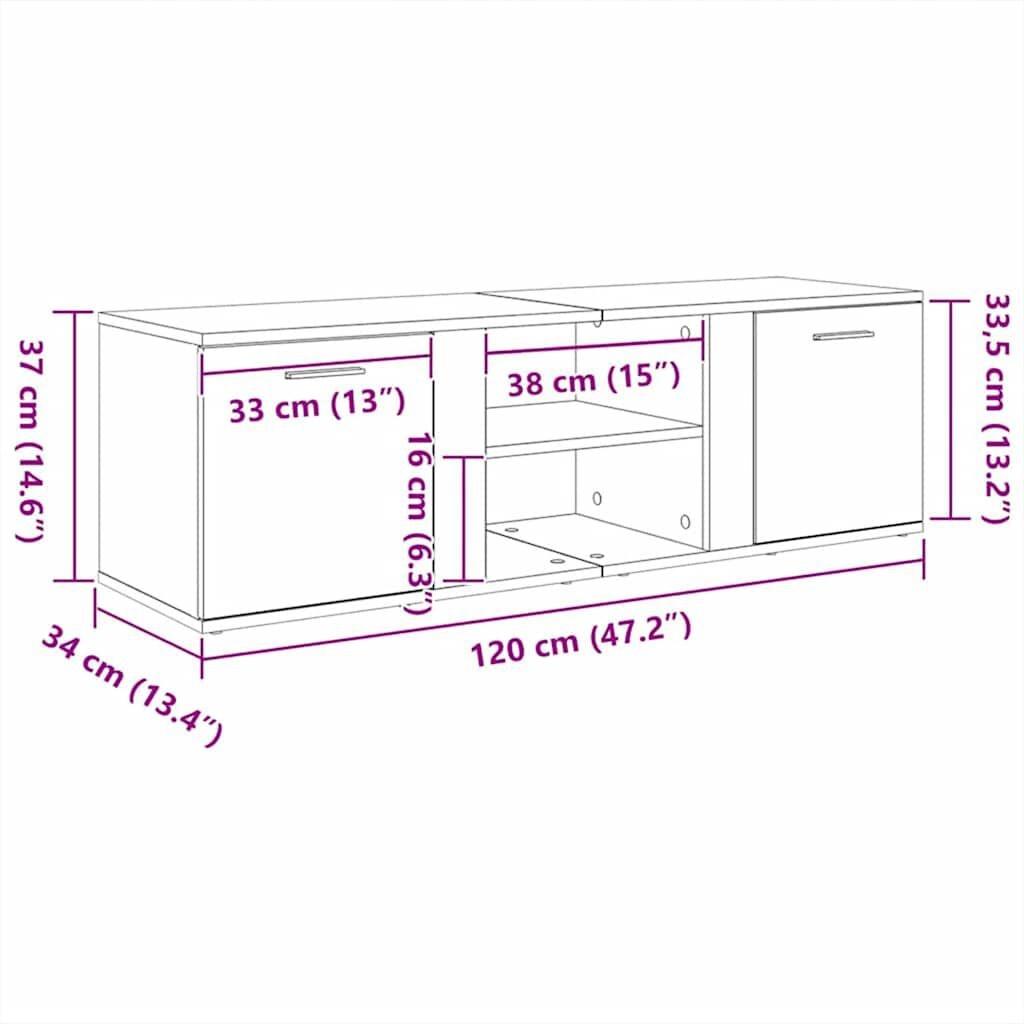VidaXL TV-meubel Zwart 120cm - 35% Korting! Nieuw!