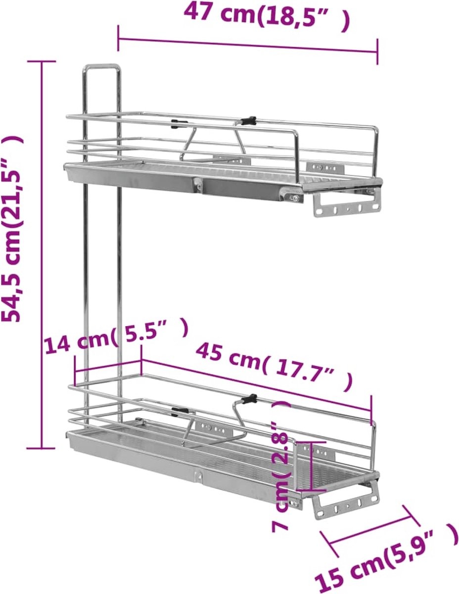 vidaXL Uittrekbare Keuken Draadmand 2-laags - 35% Korting!