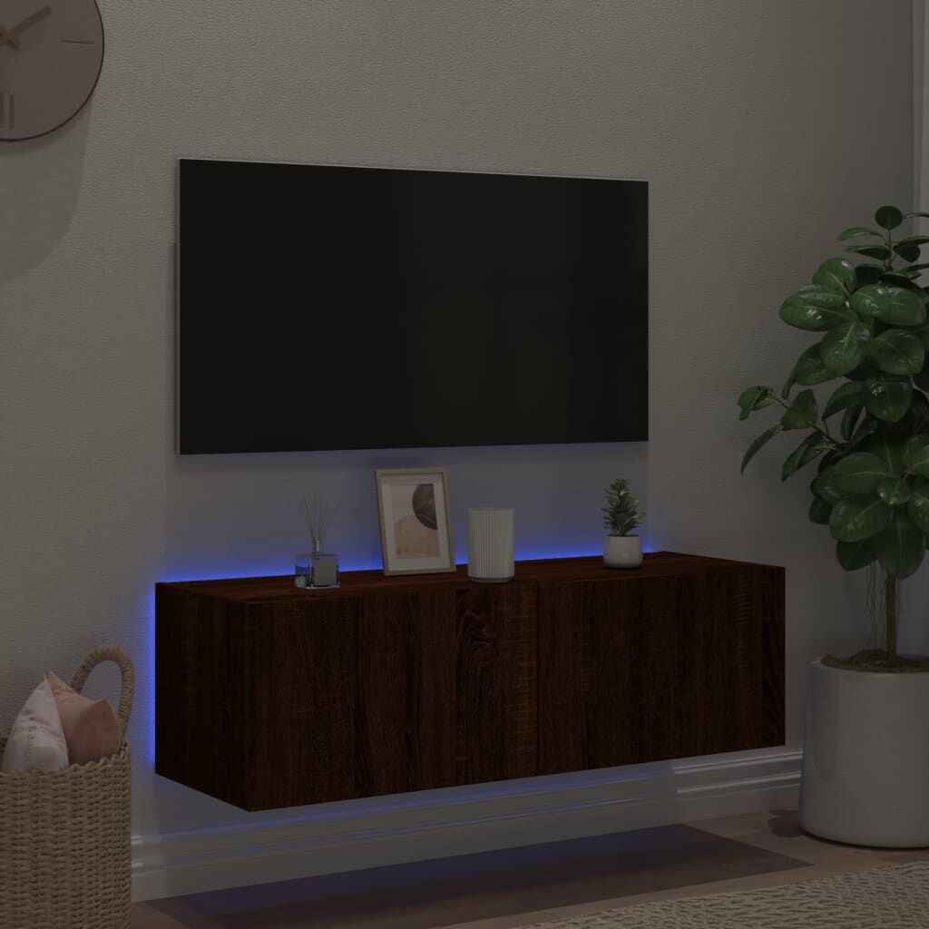 TV-Wandmeubel Bruineiken - LED - 60% Korting! (Schroeven Missen)