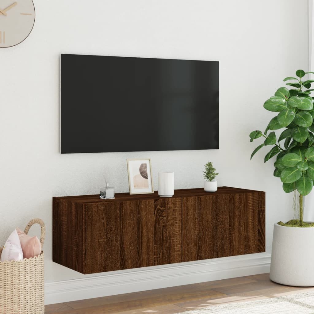 TV-Wandmeubel Bruineiken - LED - 60% Korting! (Schroeven Missen)