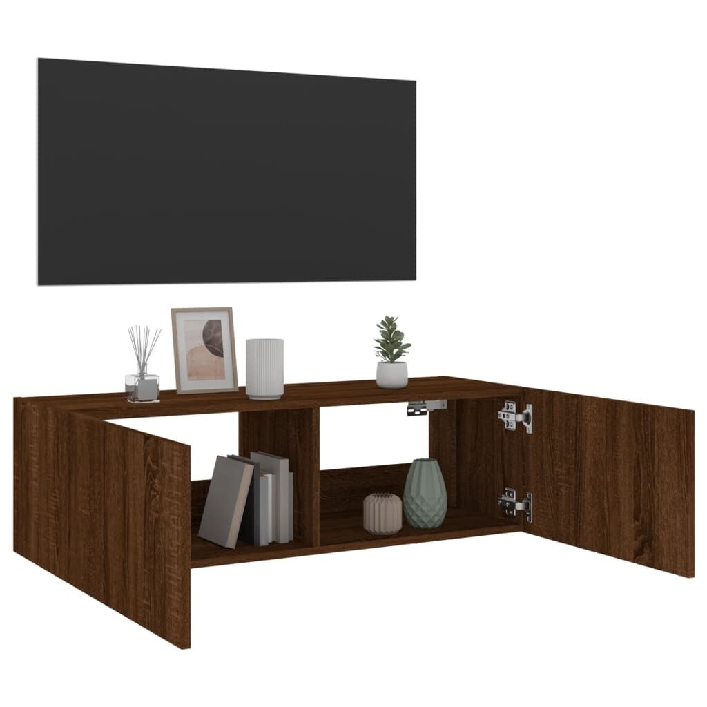TV-Wandmeubel Bruineiken - LED - 60% Korting! (Schroeven Missen)
