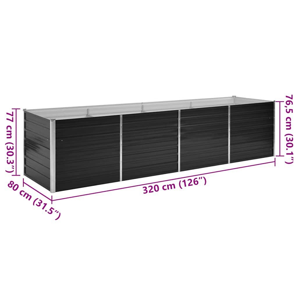 vidaXL Verhoogde Plantenbak 320cm Antraciet - 35% Korting!