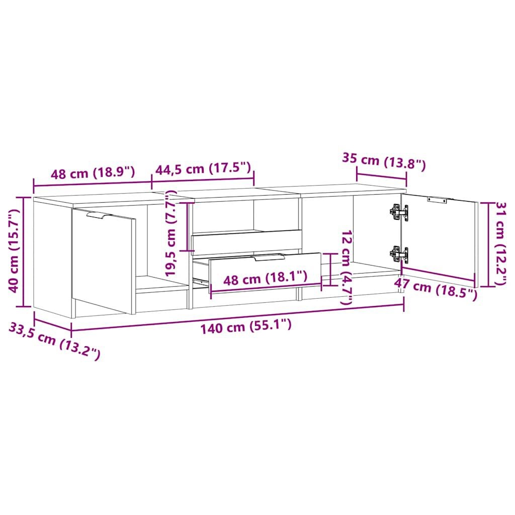 vidaXL TV Meubel Eiken 140cm - Nieuw, Open Verpakking - 35% Korting!
