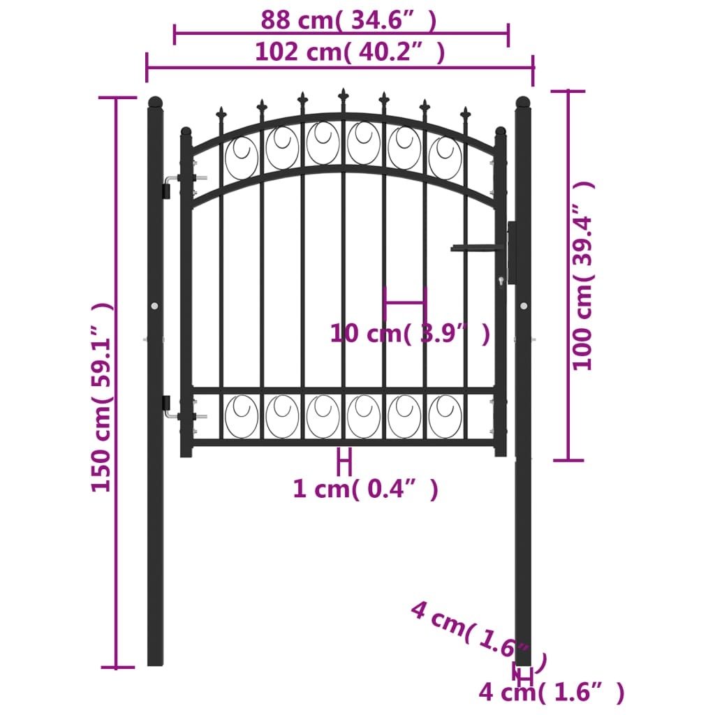 Stalen Poort met Speerpunten 100x100cm Zwart - 35% Korting!