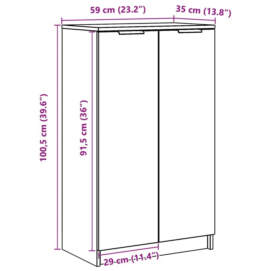 vidaXL Schoenenkast Hoogglans Wit -59x35x100cm - 47% Korting!