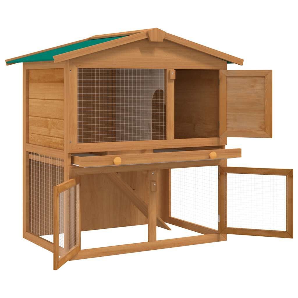 Konijnenhok Buiten Hout - 3 Deuren - 35% Korting!