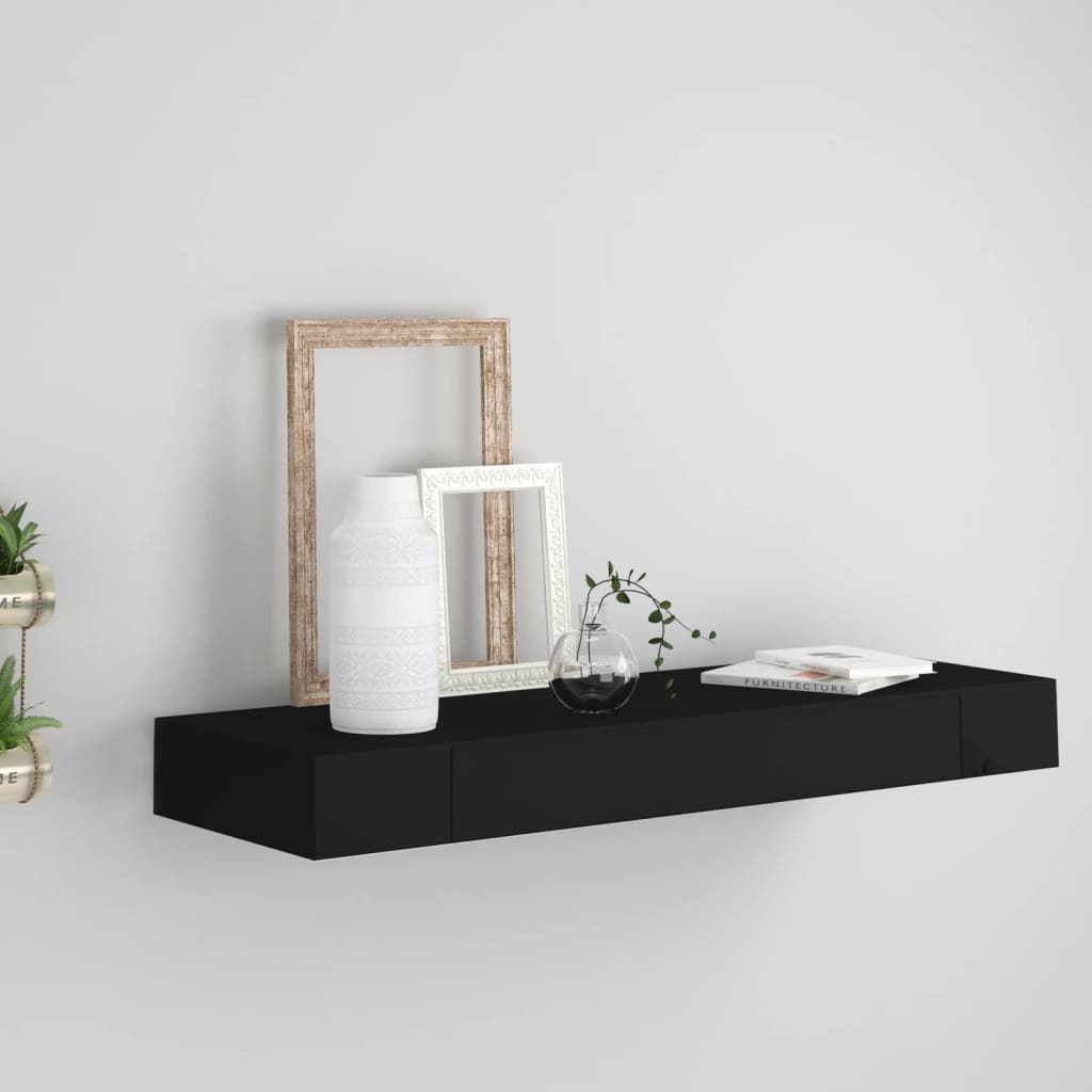 Wandschap Zwart met Lade 80cm - 35% Korting!