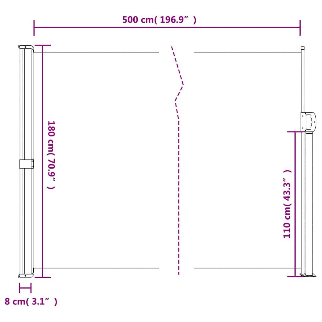 VidaXL Uittrekbaar Windscherm 180x500cm Zwart - 35% Korting!