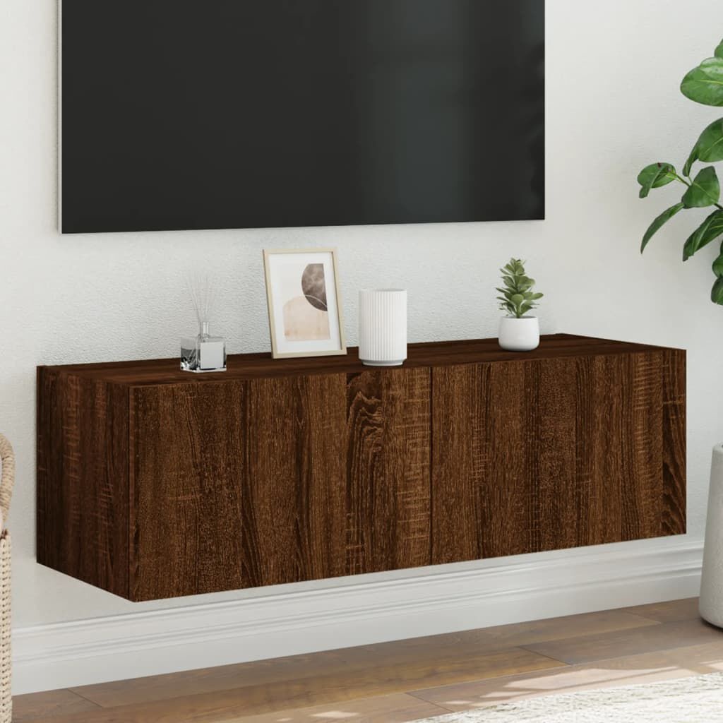 TV Wandmeubel Bruineiken m. LED - 55% Korting!