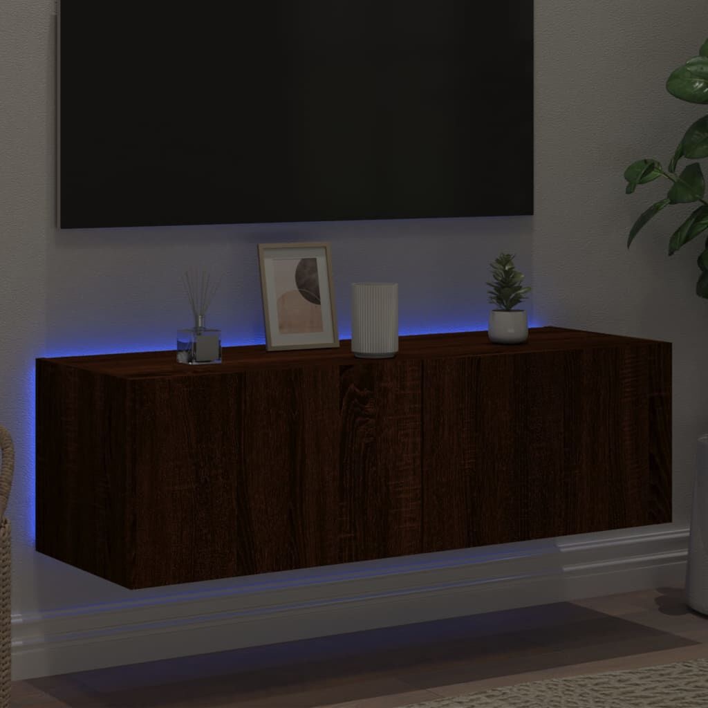 TV Wandmeubel Bruineiken m. LED - 55% Korting!