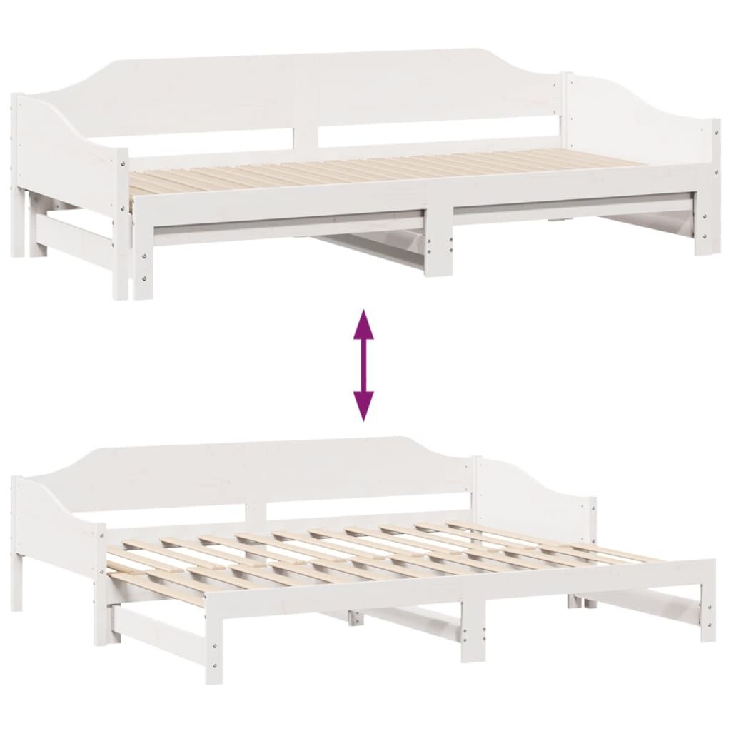 Slaapbank met Onderschuifbed Grenenhout Wit 80x200 - 47% Korting!