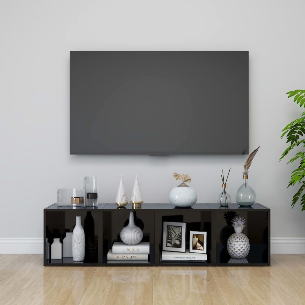 vidaXL TV Meubels (2x) Zwart Hoogglans - Beschadigd - 35% Korting!