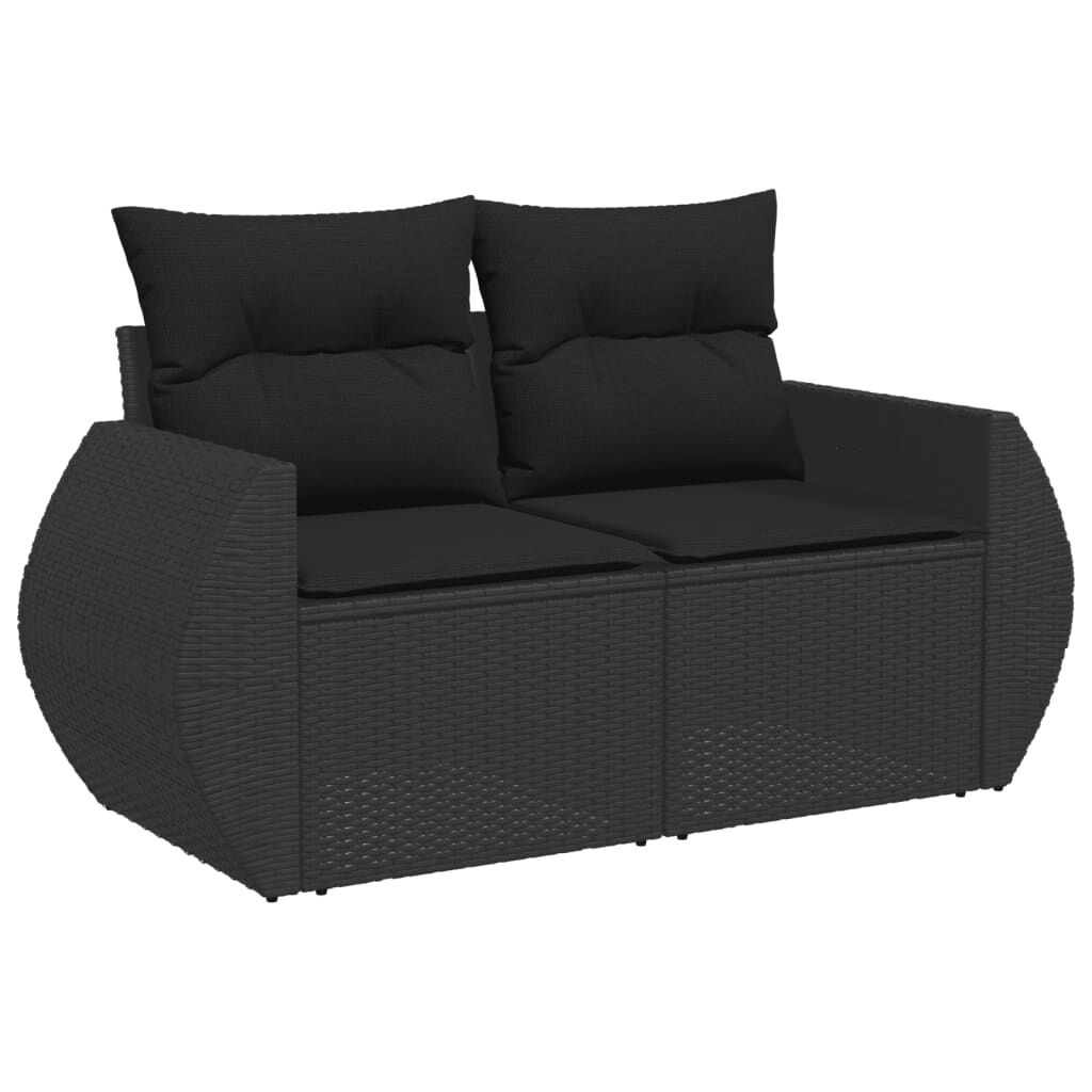 vidaXL Tuinbank 2-zits Zwart met Kussens -35% Korting!