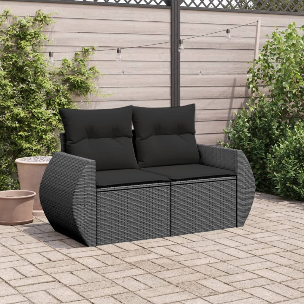 vidaXL Tuinbank 2-zits Zwart met Kussens -35% Korting!
