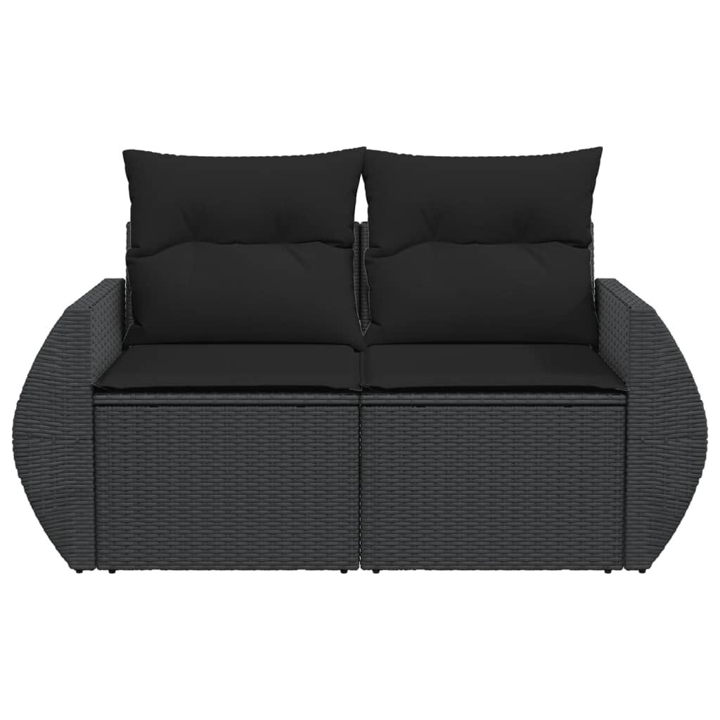 vidaXL Tuinbank 2-zits Zwart met Kussens -35% Korting!