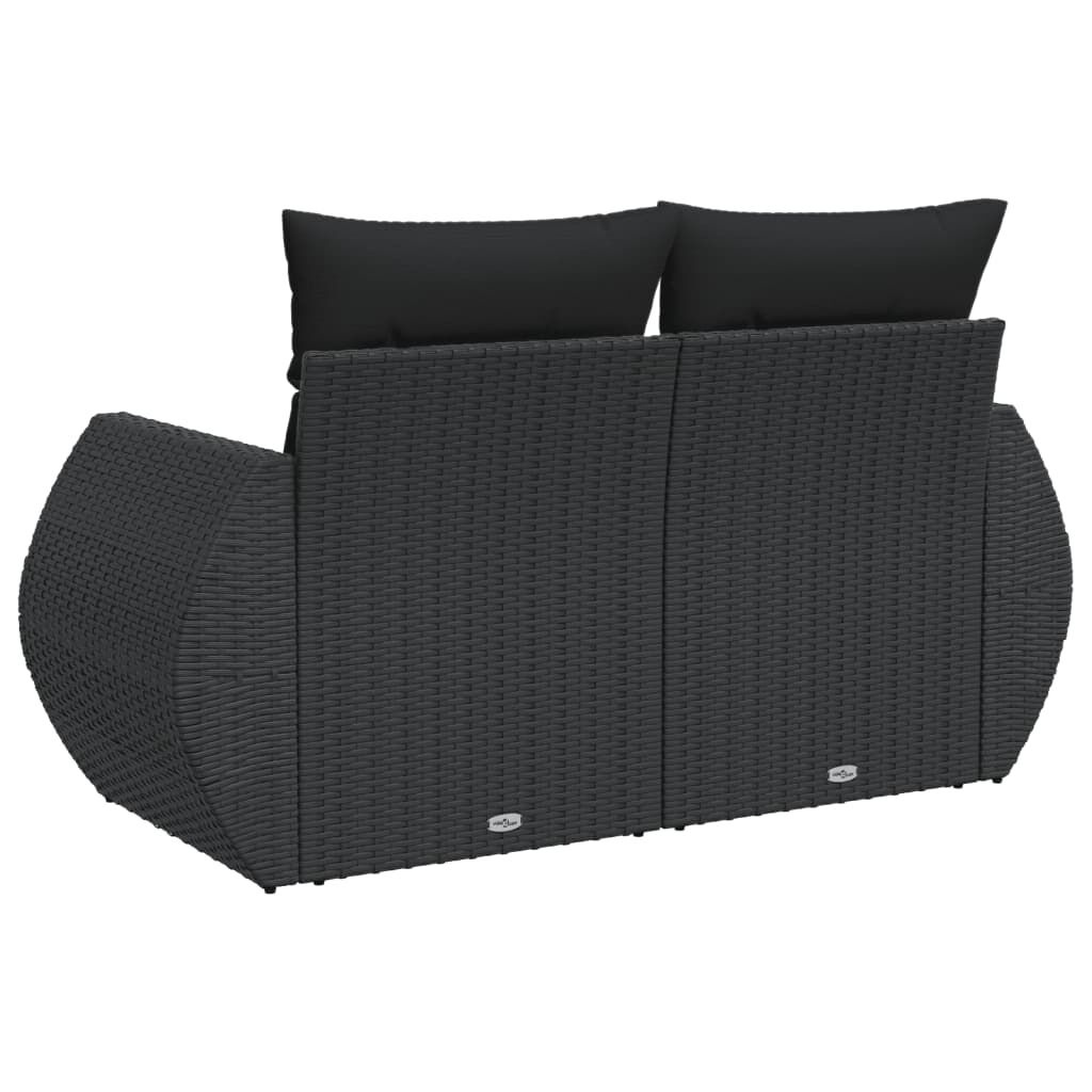 vidaXL Tuinbank 2-zits Zwart met Kussens -35% Korting!
