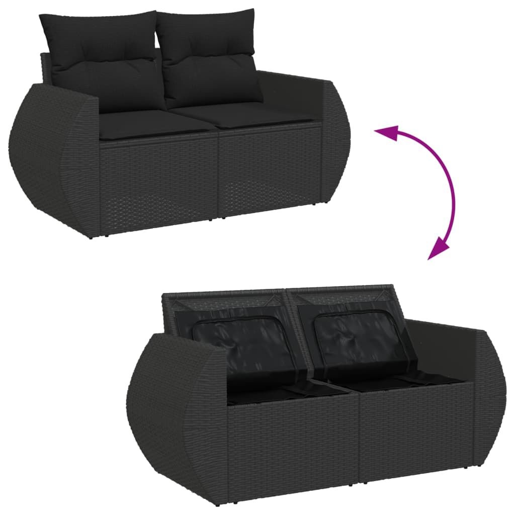 vidaXL Tuinbank 2-zits Zwart met Kussens -35% Korting!