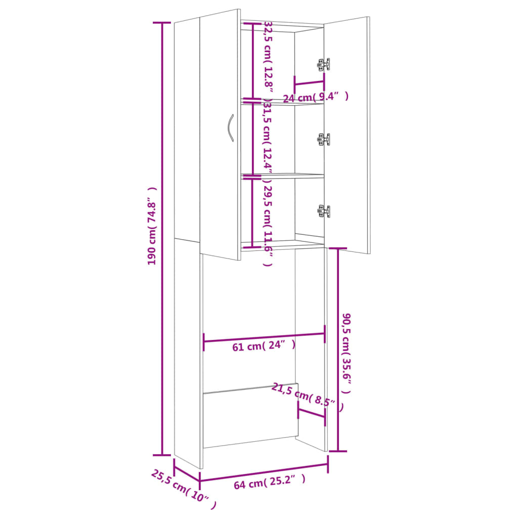 vidaXL Wasmachinekast Wit 64cm - 35% Korting!