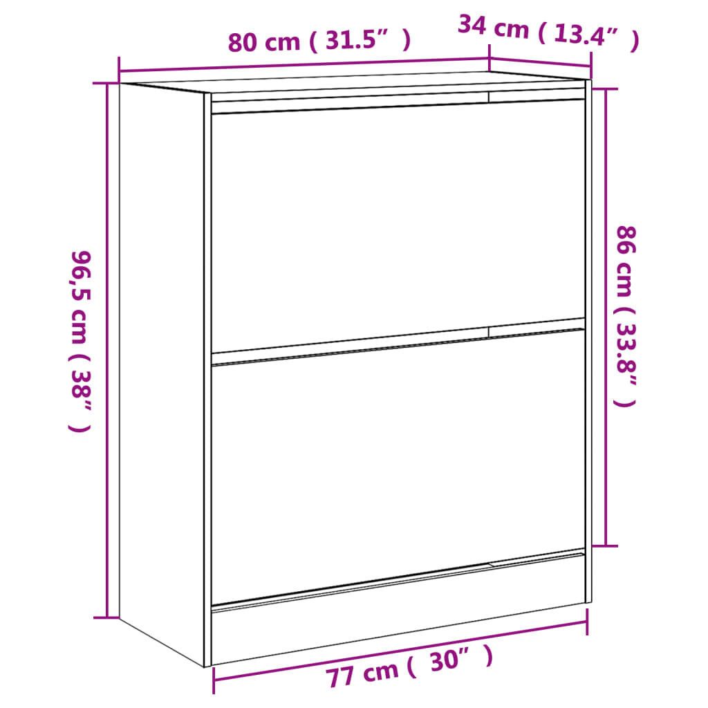 vidaXL Schoenenkast Wit 80x34x96,5cm - 35% Korting!