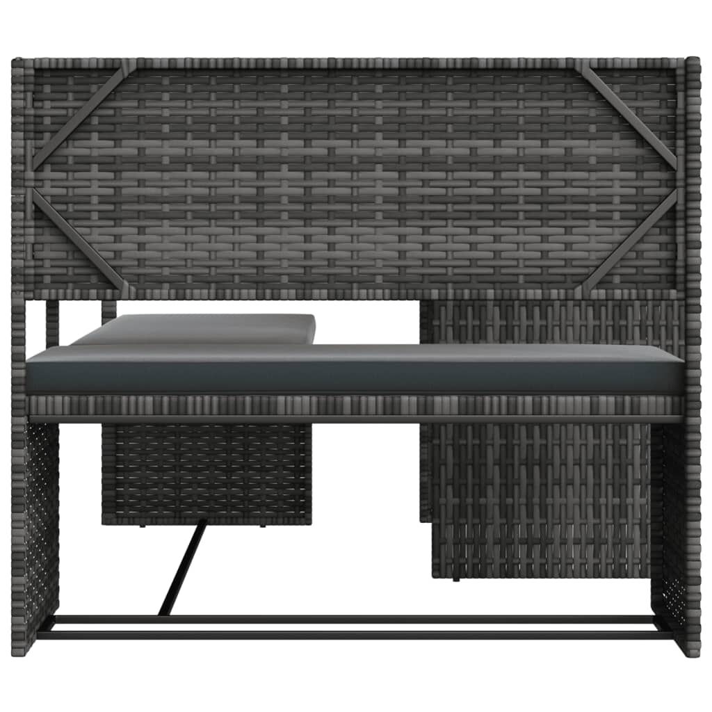 Tuinbank L-vorm Rattan Grijs met Tafel & Kussens -45% Korting!