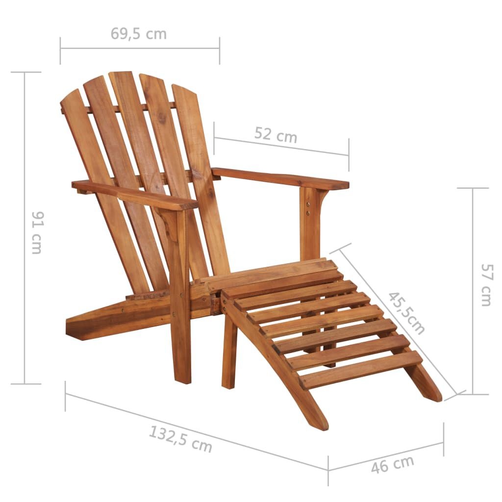 Adirondack Tuinstoel met Voetensteun Acaciahout - 35% Korting!