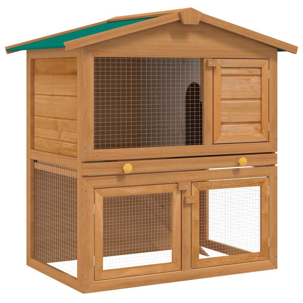 vidaXL Konijnenhok Buiten Hout - 3 Deuren - 35% Korting!