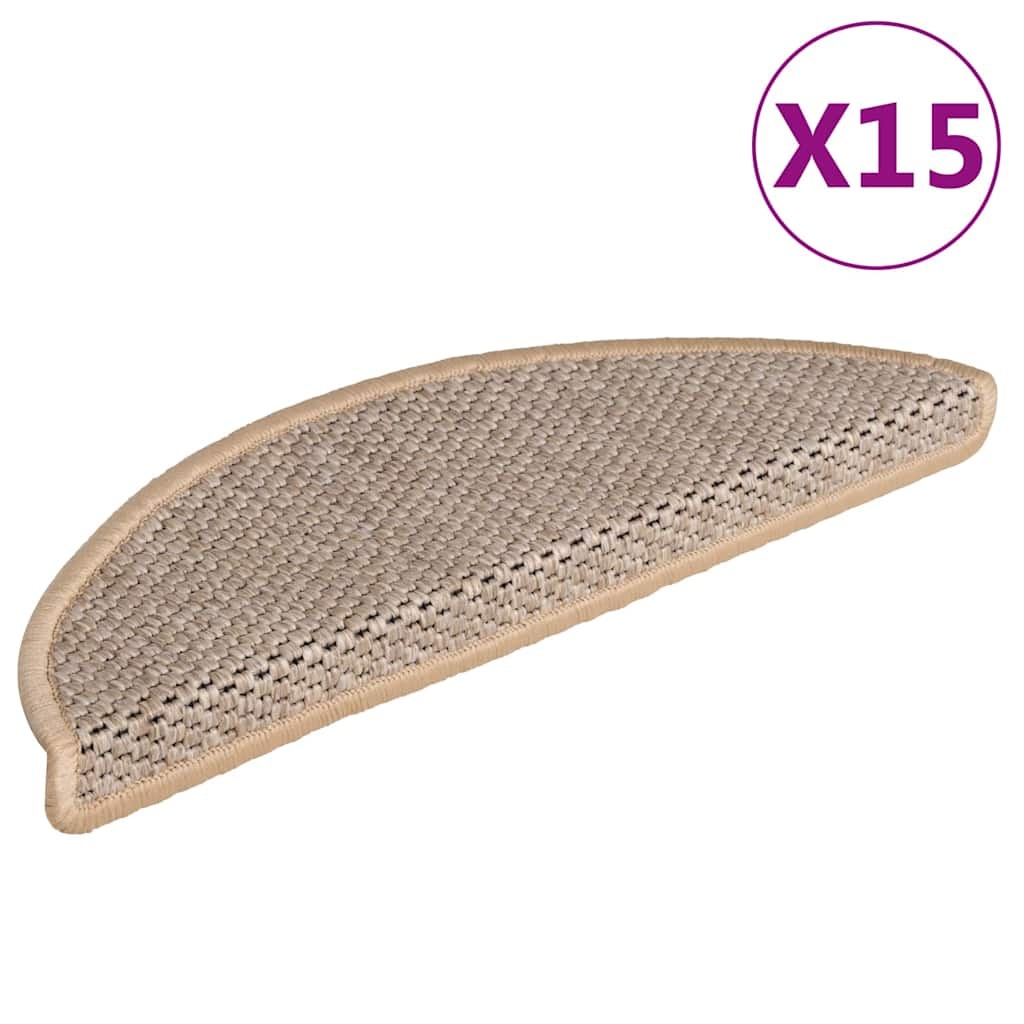 Trapmatten Sisal-look 15 st. Lichtbeige -56x17x3 cm - 35% Korting!