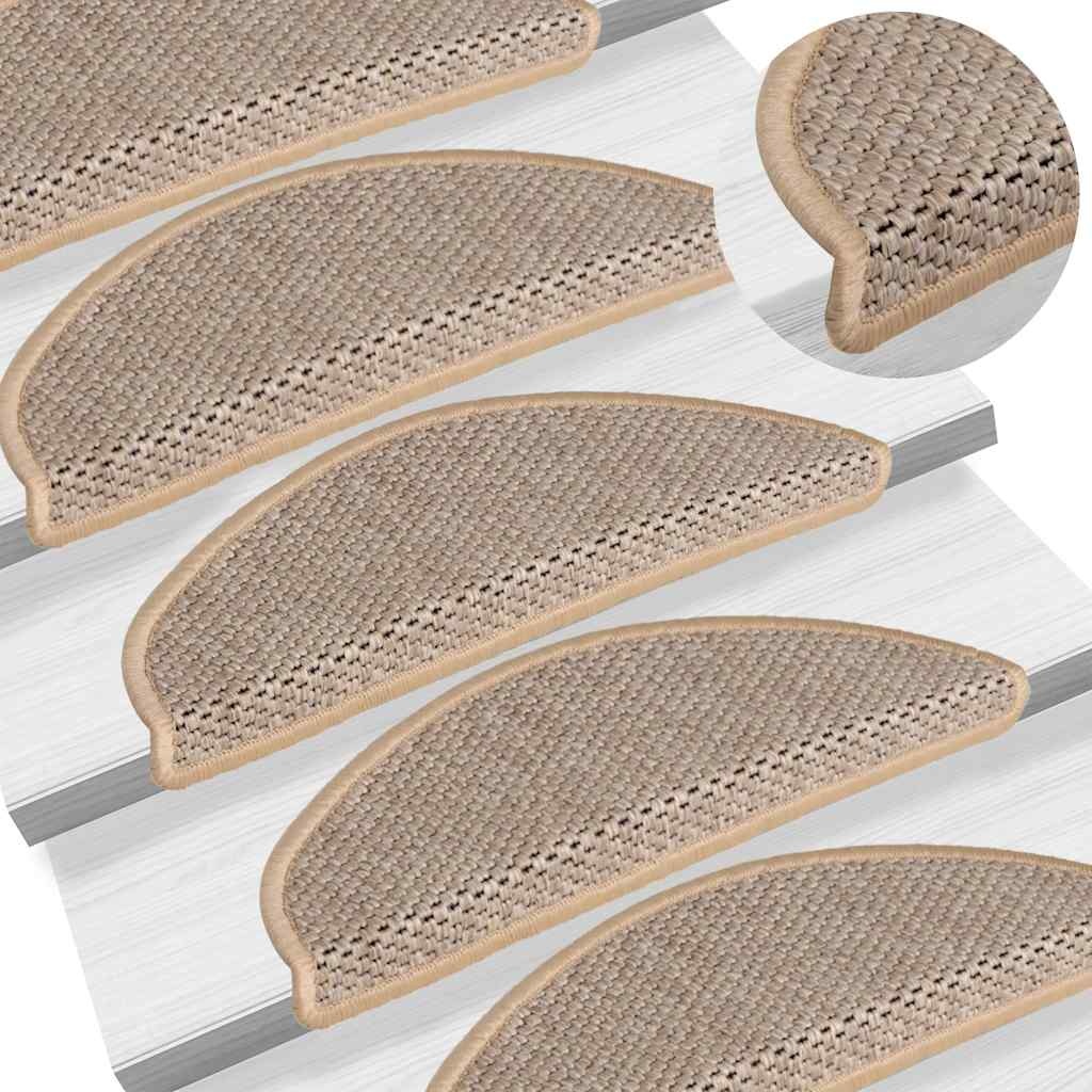 Trapmatten Sisal-look 15 st. Lichtbeige -56x17x3 cm - 35% Korting!