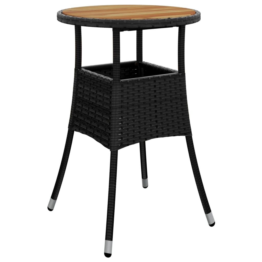 vidaXL Tuintafel Ø60cm Acacia/Rattan Zwart -35% Korting!