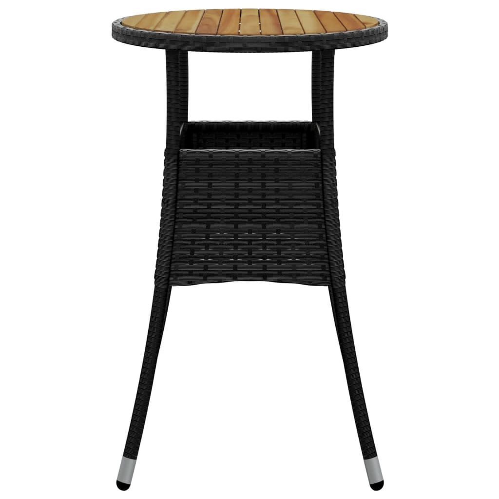 vidaXL Tuintafel Ø60cm Acacia/Rattan Zwart -35% Korting!