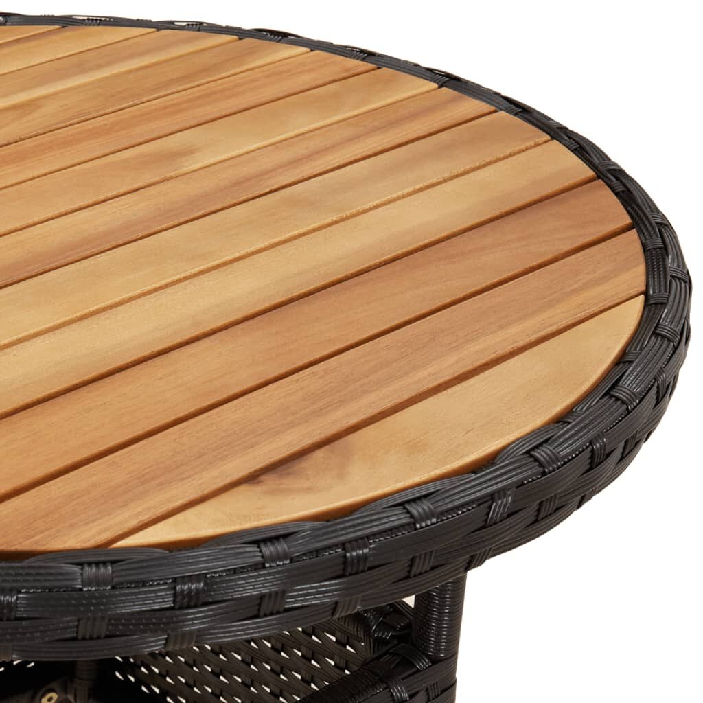 vidaXL Tuintafel Ø60cm Acacia/Rattan Zwart -35% Korting!