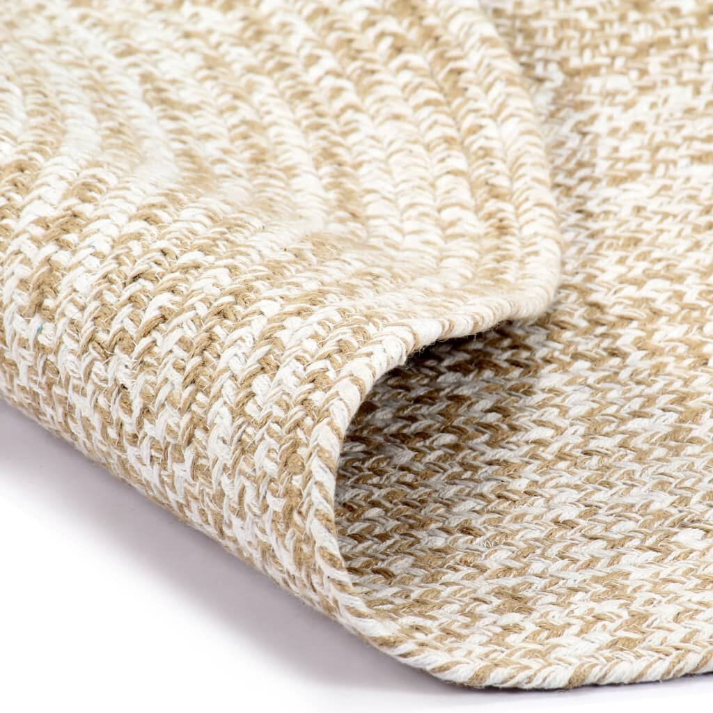 Handgemaakt Jute Vloerkleed 210cm - Wit/Bruin - 35% Korting!