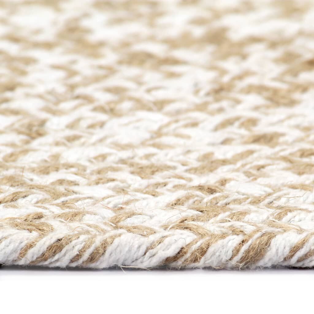 Handgemaakt Jute Vloerkleed 210cm - Wit/Bruin - 35% Korting!