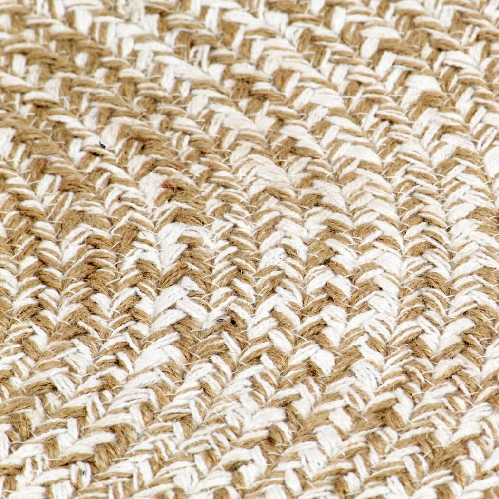 Handgemaakt Jute Vloerkleed 210cm - Wit/Bruin - 35% Korting!