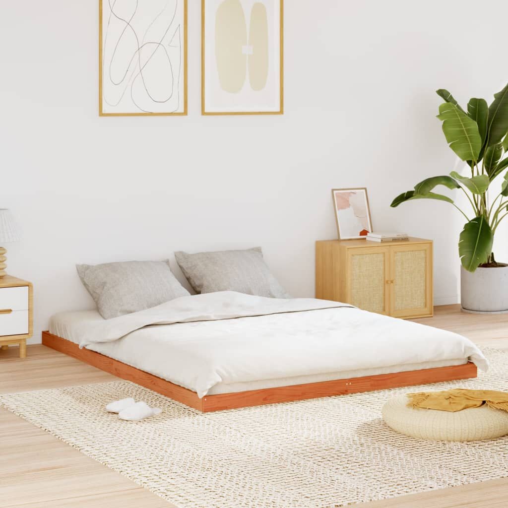 vidaXL Bedframe 150x200 Massief Grenen Wasbruin -47% Korting!