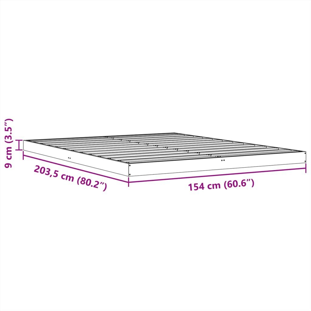 vidaXL Bedframe 150x200 Massief Grenen Wasbruin -47% Korting!