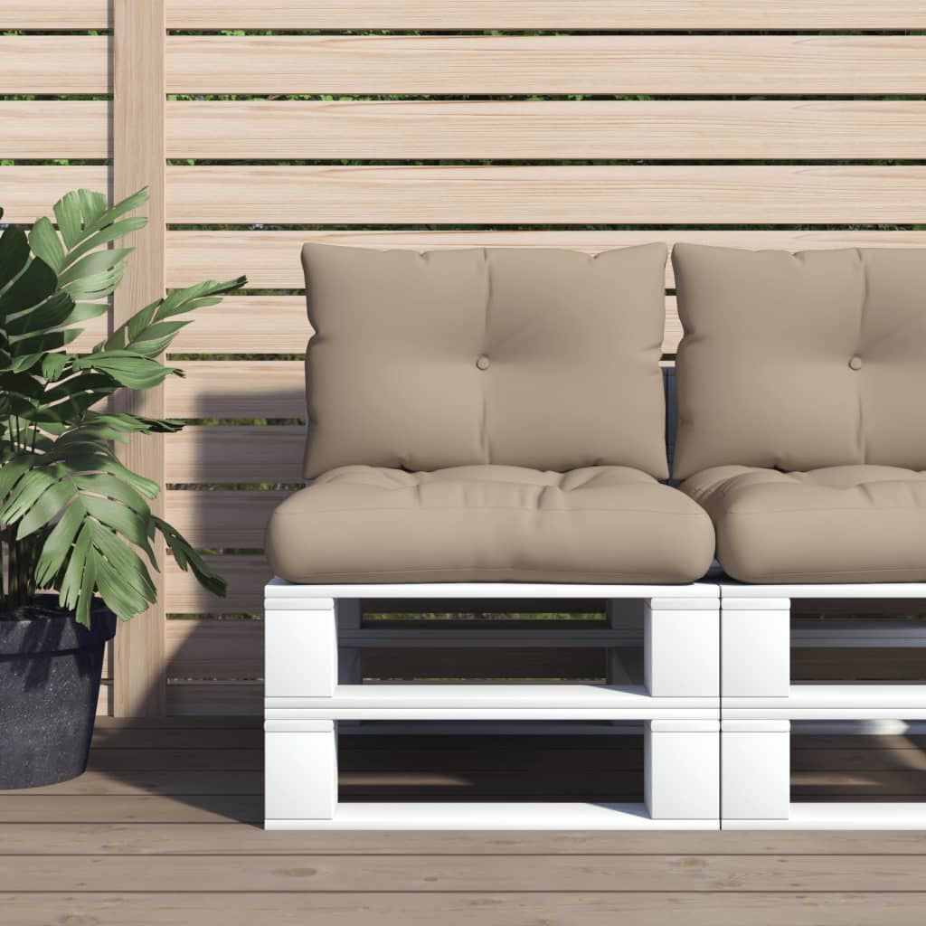 vidaXL Palletkussens Taupe (2 st) - 35% Korting!