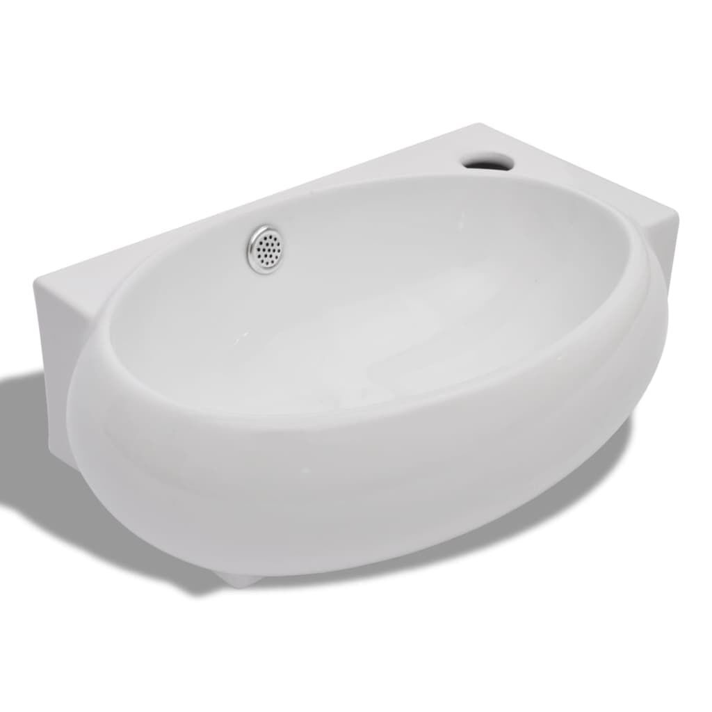 Wastafel Wit Keramiek - Met Overloop! 35% Korting