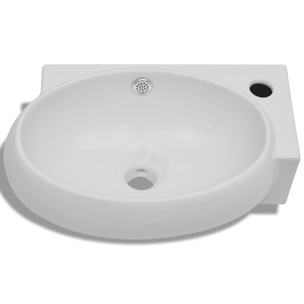 Wastafel Wit Keramiek - Met Overloop! 35% Korting