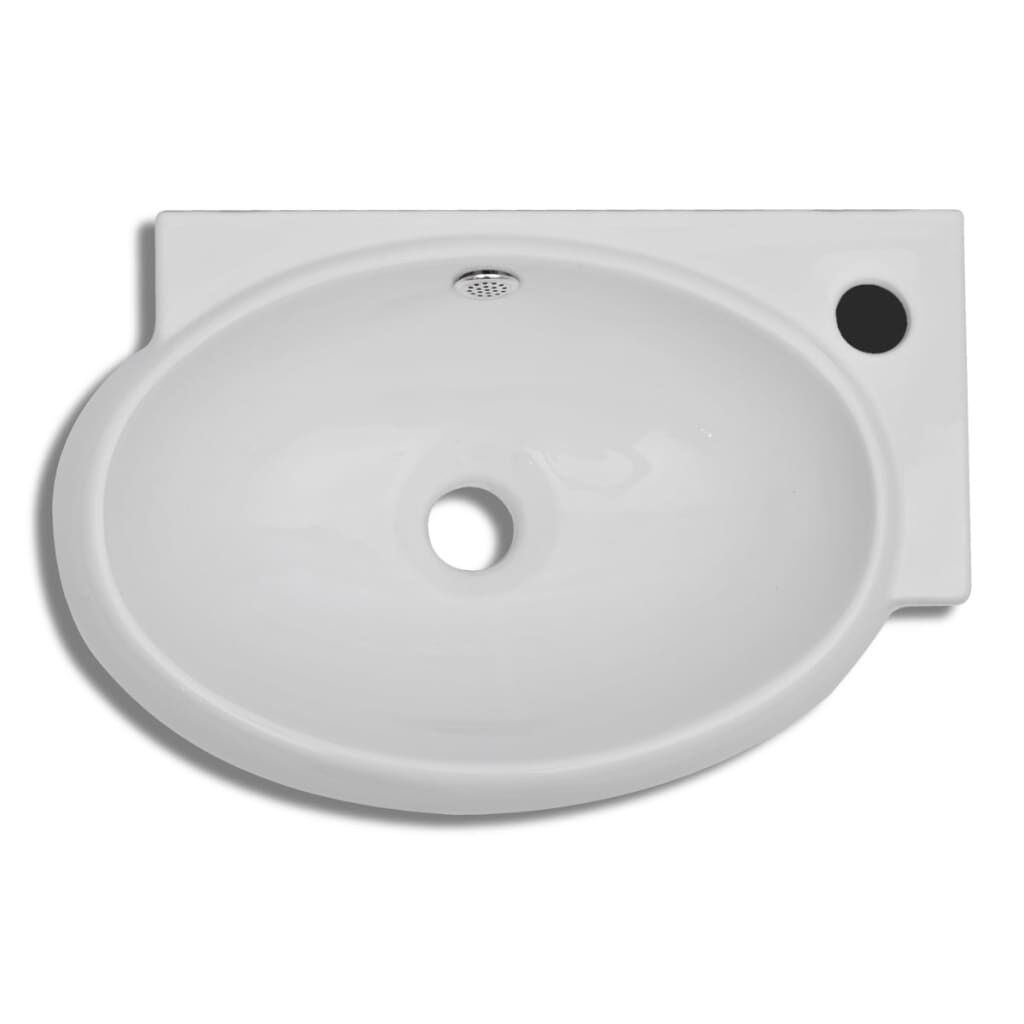 Wastafel Wit Keramiek - Met Overloop! 35% Korting