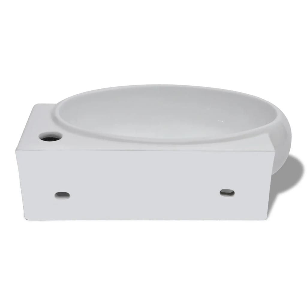 Wastafel Wit Keramiek - Met Overloop! 35% Korting