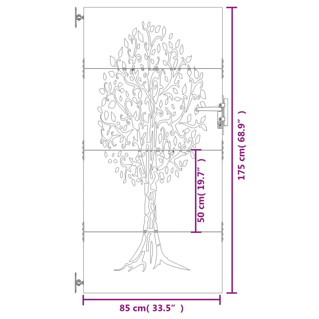 vidaXL Poort Cortenstaal 85x175cm Boomdesign -42% Korting!