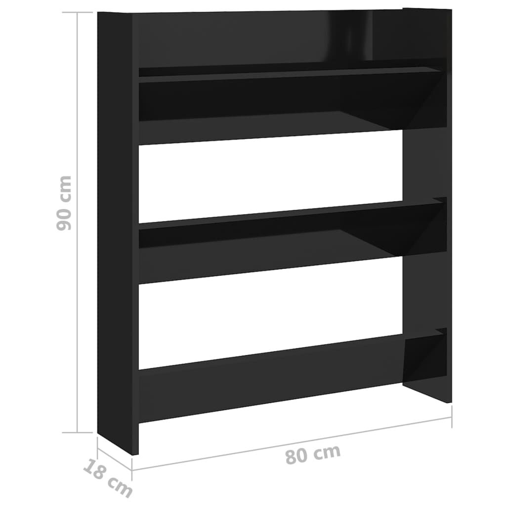Wandschoenenkast Zwart Hoogglans - Beschadigd - 50% Korting!