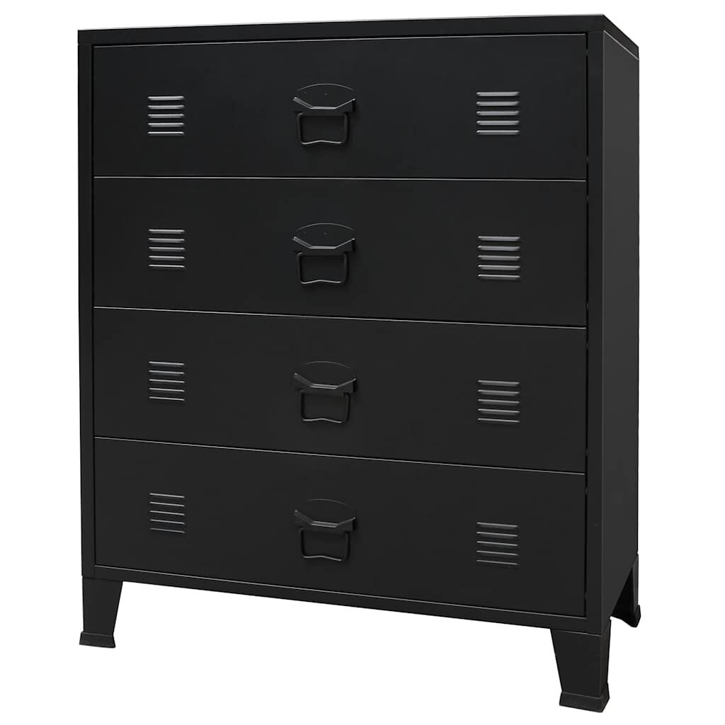 Industriële Ladekast Zwart Metaal 78cm - 35% Korting!