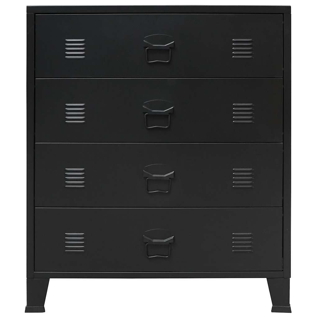 Industriële Ladekast Zwart Metaal 78cm - 35% Korting!